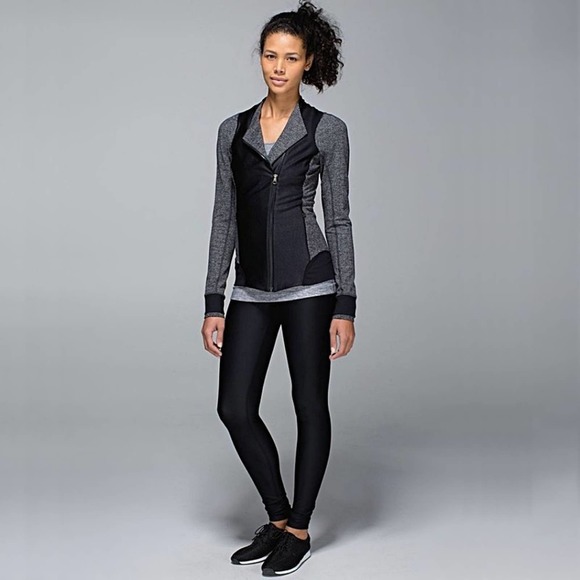 lululemon athletica Jackets & Blazers - Lululemon Emerge Renewed Asymmetrical-Zip Moto Jacket in Black Herringbone